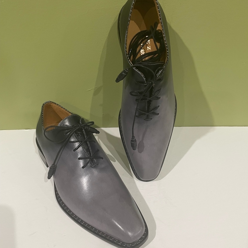 Mezlan shoes dressy leather calf gray black oxford